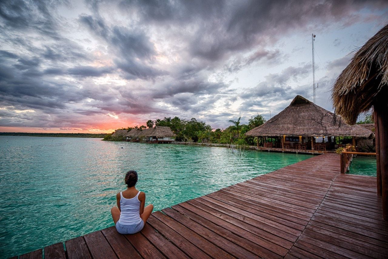 water bungalows on Bacalar Lagoon