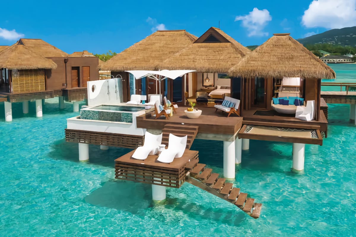 overwater villas and azure seas