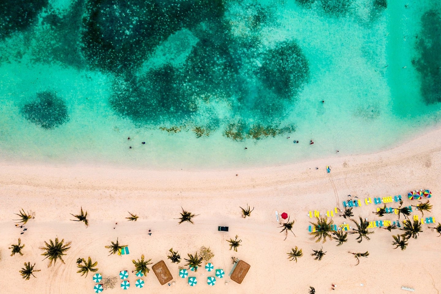 aerial view of beach in the Bahamas