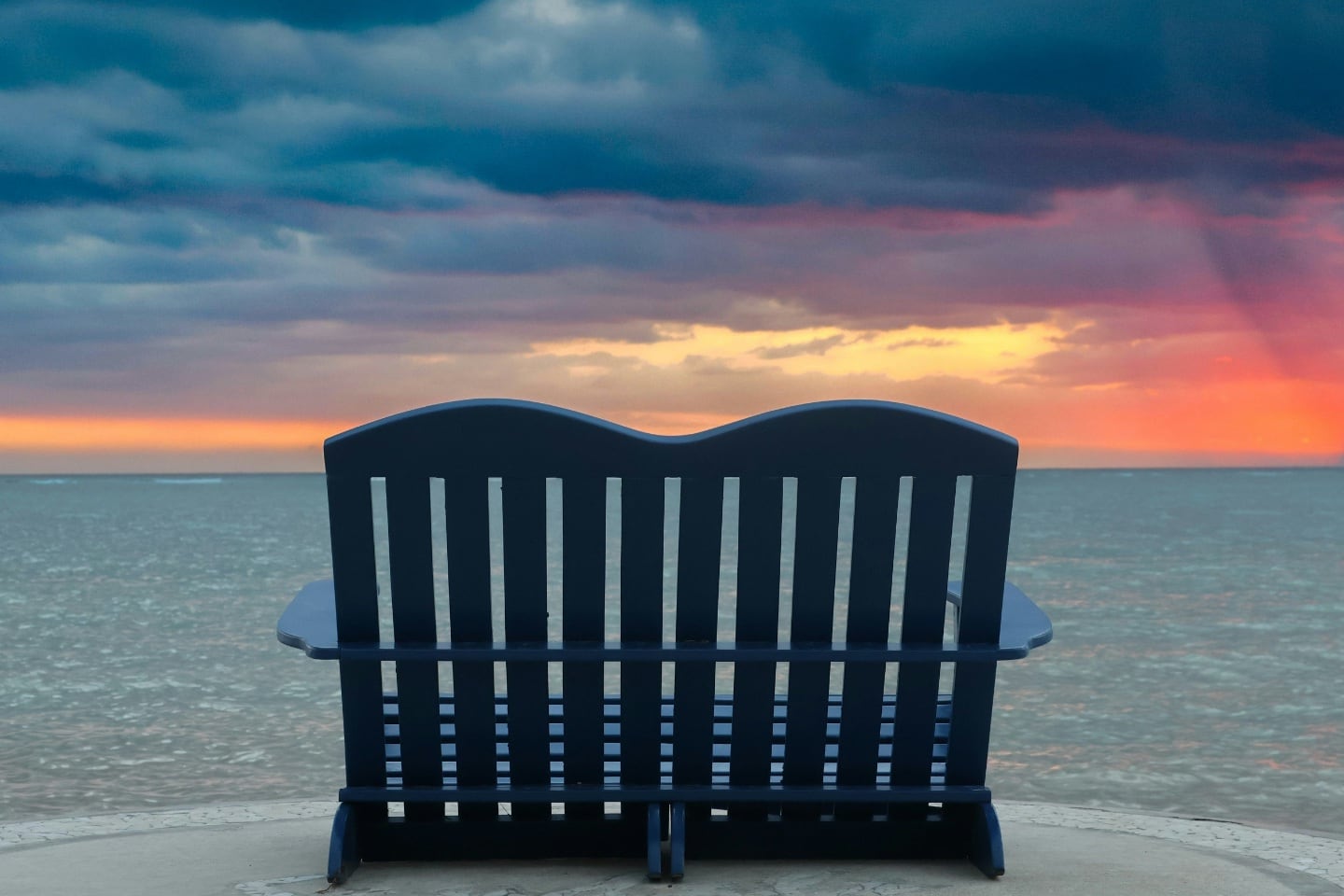 chair for two and sunset