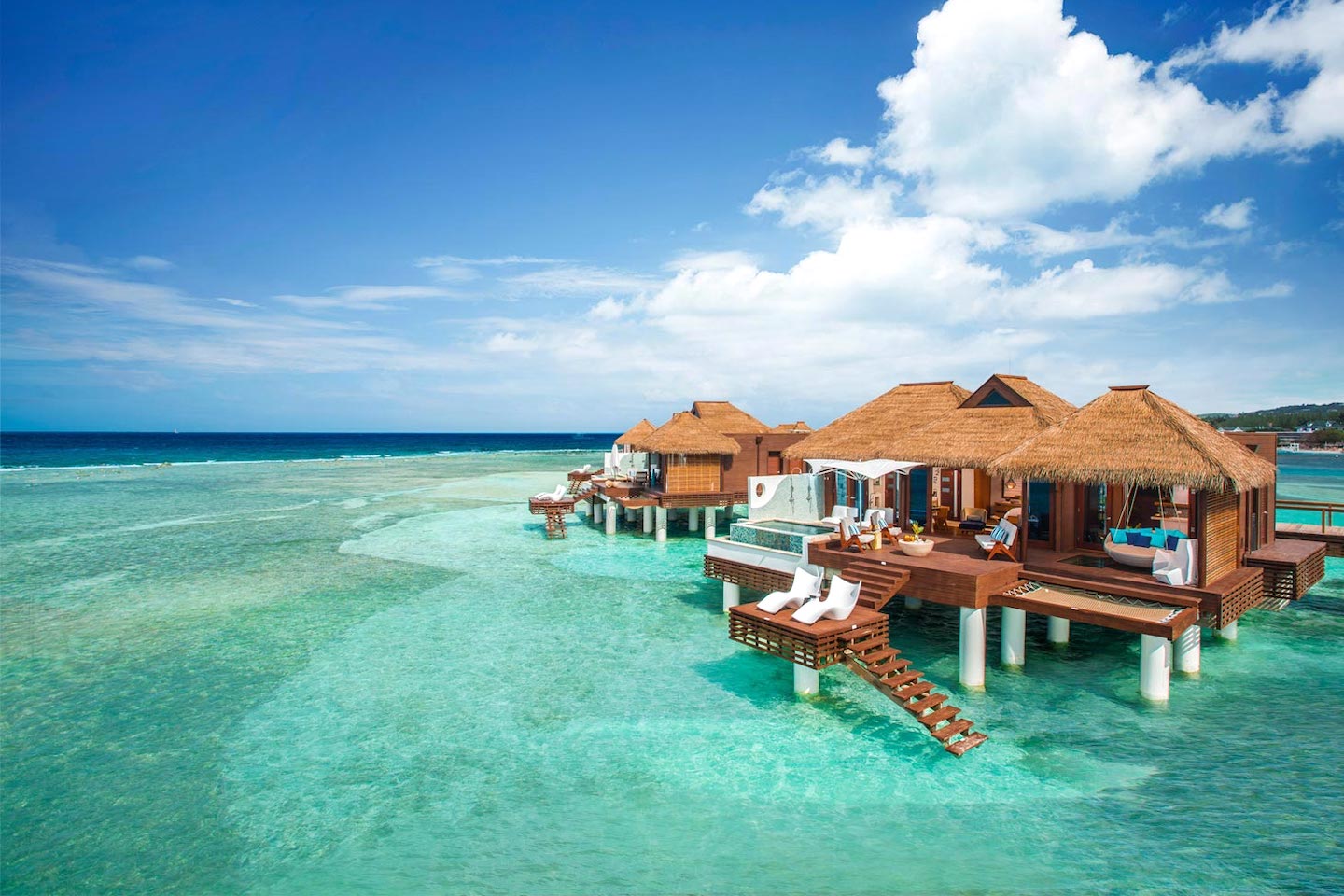 overwater villas and bungalows at one of the top Jamaica adults-only all-inclusive resorts