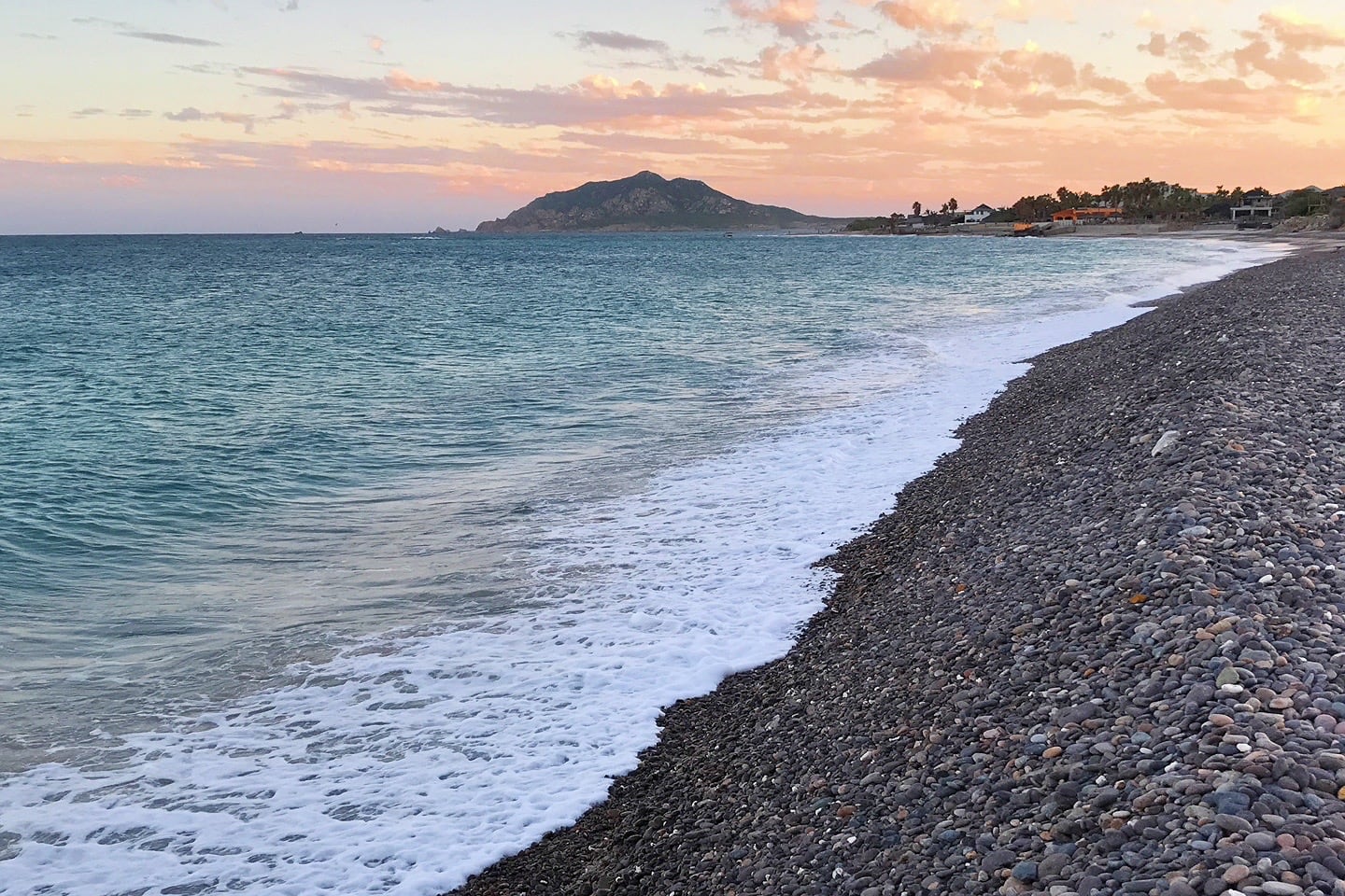 Cabo Pulmo sunset and rocky beach