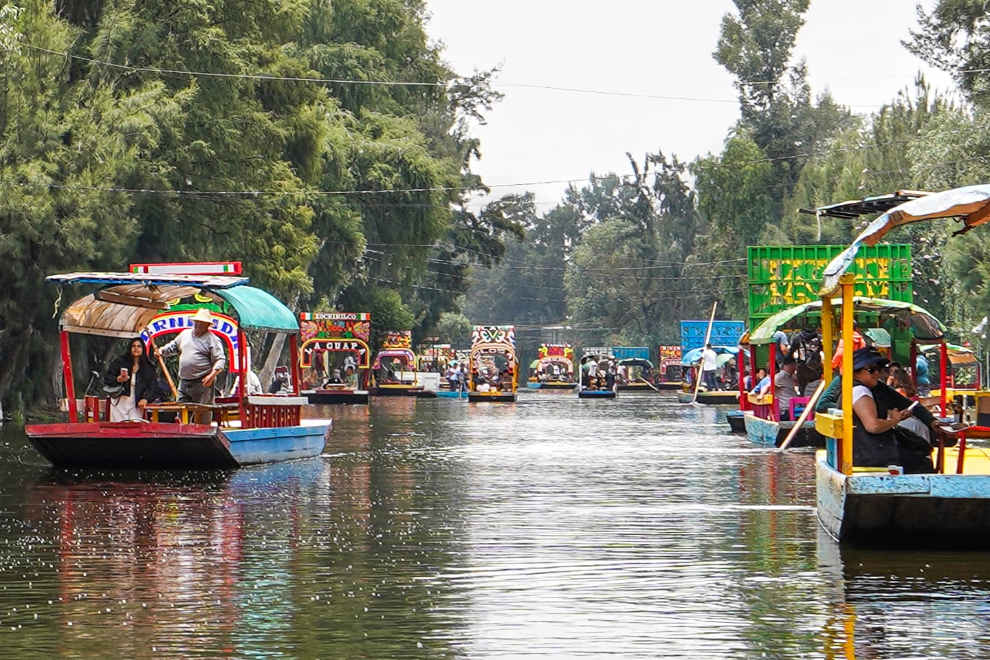 passenger trajineras at Xochimilco Floating Gardens CDMX