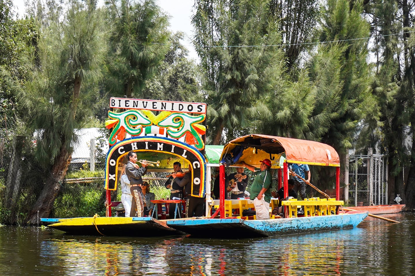 Mariachi band on colorful gondola